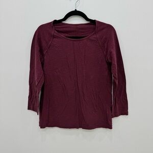 Patagonia Organic Cotton Womens Blouse Tee shirt Red 3/4 Sleeve Sz Medium